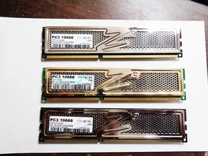 3x 2GB Total 6GB PC3 10666 Platinium Series OCZ3P1333LV4GK Latency 7-7-7 @ 1.65V - Picture 1 of 2