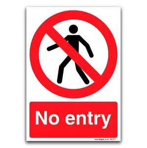 Señales de seguridad de puerta de prohibición de oficina de plástico rígido de 1 mm sin entrada, fábrica, tienda - Imagen 1 de 5