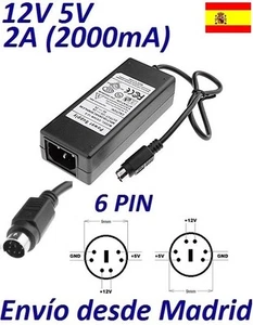 Cargador Corriente 12V 2A 5V 2A 6 PIN DIN PINES Disco Duro External Hard Drive - Imagen 1 de 7