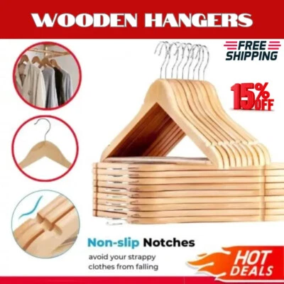 Perchas de madera abrigo pantalón traje ropa pantalón estante armario madera - a granel Foto 1 de 4