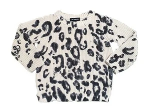 525 AMERICA NWT $68 Girls Leopard Print Crew Neck Cotton Sweater Sz S / 6 - Picture 1 of 4