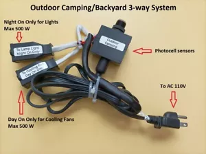 Outdoor Backyard/Camping 3-Way - Day On Only + Night On only - Photocell Sensors - Picture 1 of 1