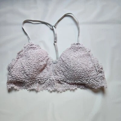 Aerie Lace Racerback Bralette Size M Light Padding Beige Racerback Light Purple  - Image 1 of 4