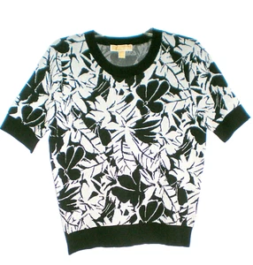 Michael Kors Knitted Top Sweater Floral Pattern with Logo Women's Size L/G - Picture 1 of 7