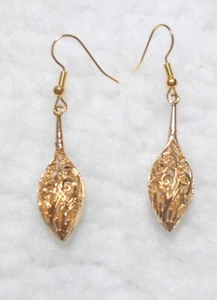 Dangle earrings, gold colour long pendulum drop, 52mm or 68mm long. (3A1) - Picture 1 of 3