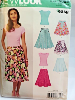 Skirt T Tee Shirt 10 12 14 16 18 20 22 New Look Simplicity 6899 Sewing Pattern - Image 1 of 4