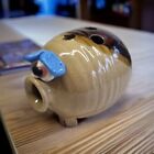Welsh Ugly Pottery Pig Pencil Holder Stoneware Pig Figurine Handmade And Painted