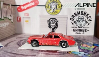 👓Hot Wheels 1979🚨FIRE CHASER "5" Sheriff Patrol⭐BW '78 Dodge Monaco HK Used - Image 1 of 4