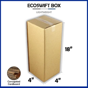 1-Box 4x4x18 "EcoSwift" Brand Cardboard Tall Packing Mailing Shipping Corrugated - Picture 1 of 5