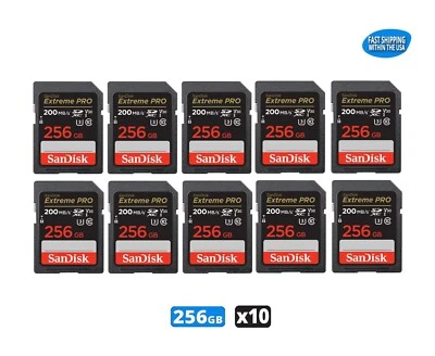 256GB Sandisk Extreme Pro SD Memory Card Camera/Trail Camera/Computer 10 Pack - Image 1 of 4
