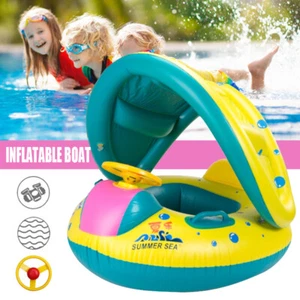 Inflatable Float Ring Infant Seat Boat Sunshade Canopy Swimming Pool Baby Kid AU - Picture 1 of 13