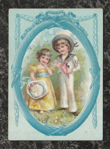 Victorian Trade Card Children Anchor Progress Brands Wilson Grocery Co Peoria IL - Imagen 1 de 2