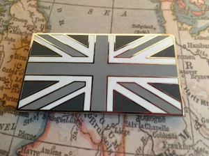UNION JACK GB CAR BADGE FLAG WITH 3M S/A JAGUAR LAND ROVER TVR MG BLACK - Picture 1 of 3