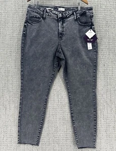AVA & VIV Jeans Womens Size 18R Black Skinny Mid Rise Fitted HIp & Thigh Raw Hem - Picture 1 of 13