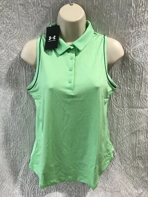 Under Armour Women's Size S Green/Black Playoff Sleeveless Golf Polo NWT - Image 1 of 4