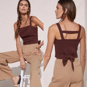 Anthropologie $68 Smocked Tie-Back Tank Top Size Large - Picture 1 of 4