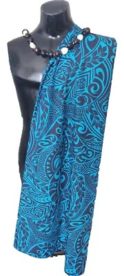 Pareo Polinesio Hawaiano Verano Cubrir Playa Sarong Lava Azul Turquesa Aqua Foto 1 de 4