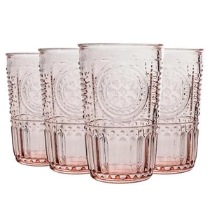 12x Highball Glasses Set Italian Drinking Glass Tumbler Tumblers Pink 340ml - Picture 1 of 5