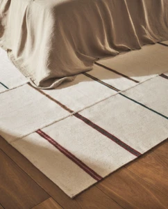 Modern Handwoven White Striped Rug Handwoven Wool Rug Living Room Rug Modern Rug - Picture 1 of 6