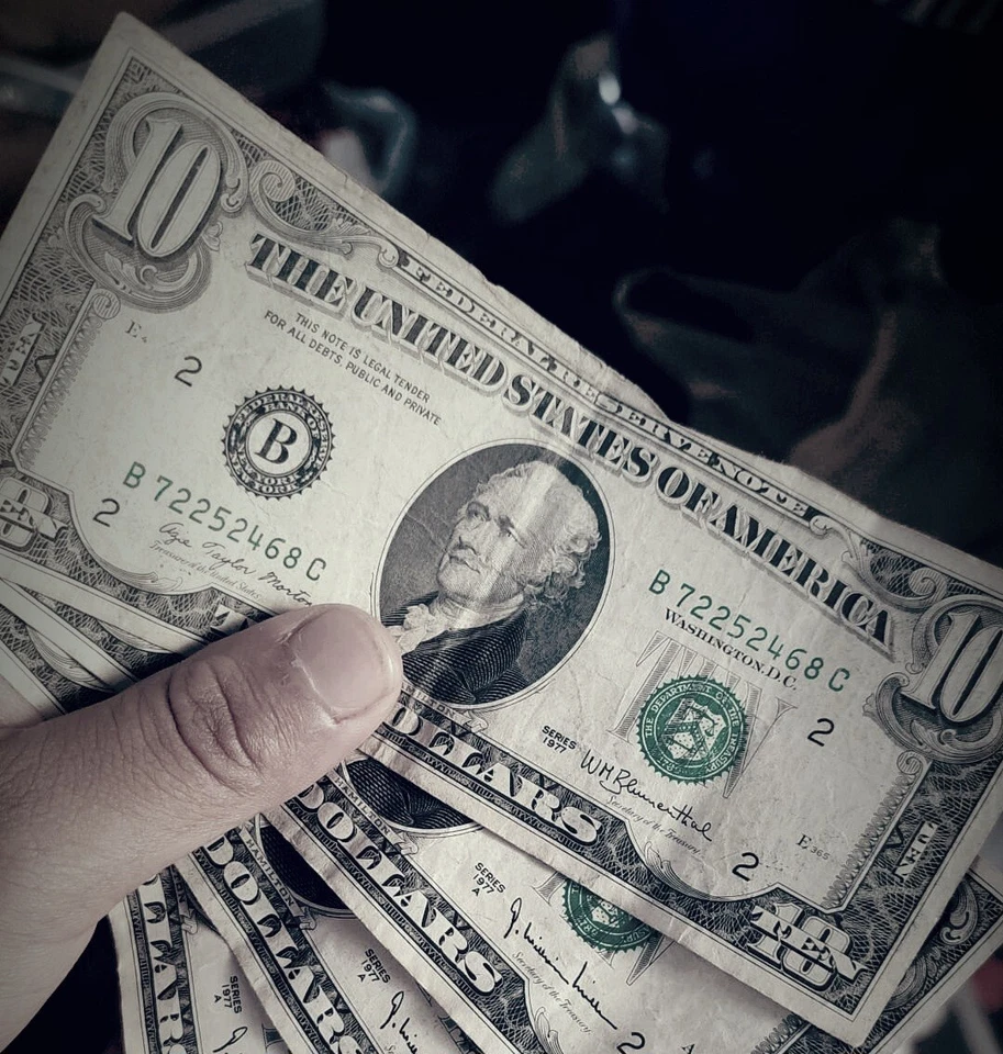 USA 1977 TRIPLE ERROR $10 FACE TO BACK OFFSET TS. OFFSET & MISSING DIGIT! - Image 1 of 1