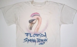 FLORIDA SPRING BREAK 1987 VINTAGE T-SHIRT PUNK FLAMINGO AIRBRUSH RETRO 1980s - Picture 1 of 4
