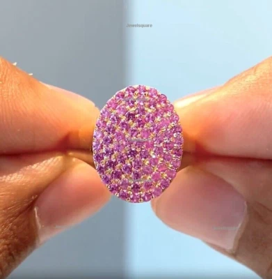 Anillo Tachonado Real Zafiro Rosa Cúpula Banda Sello Oro 14k Anillo Hombres, Mujeres Foto 1 de 4