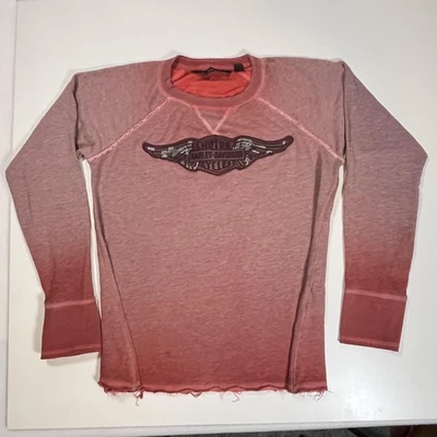 Sudadera Harley Davidson Affliction Mujer Años 90 XL Y2k Ombre Dobladillo Crudo Manga Larga Foto 1 de 4