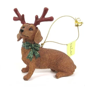Danbury Mint Delightful Dackel Hund Weihnachtsschmuck Schlitten Mate Rentier - Bild 1 von 3
