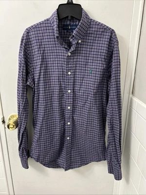 Camisa Ralph Lauren Para Hombres Pequeña Púrpura A Cuadros Calce Ajustado Botones Verde Poni L/S Foto 1 de 4