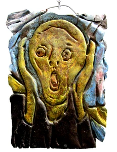 Hand Made and painted very rare Signed by artist "Screamer" Wall Art 9.5" x 5" - Picture 1 of 3