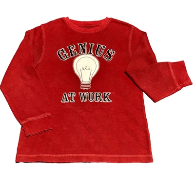 Gymboree 'Genius' Glow in the Dark Sweatshirt Boys Thermal Tee Red Cotton Size 8 - Image 1 of 2