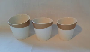 Juego de 3 tazas/tazas Starbucks 2012 blancas con borde dorado inclinado superior sin asa - Imagen 1 de 12