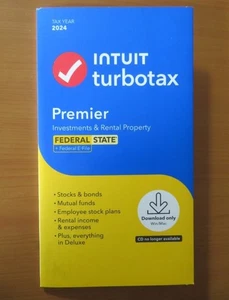 "Intuit Turbotax 2024 Premier Federal & State / Investments & Rentals"  Opened - Picture 1 of 2