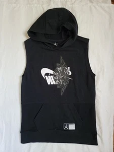 Boys Nike air Jordan hooded slevless shirt sz L black - Picture 1 of 2