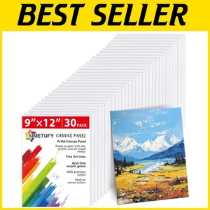 Value Pack of 30 Gesso Primed 9x12 Canvas Boards for Acrylic and Oil Painting - Picture 1 of 11