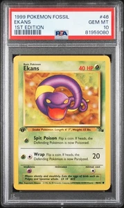1999 Pokemon Ekans Fossil 1st Edition #46 [PSA 10] GEM MT - Foto 1 di 3