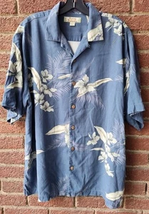VINTAGE Tommy Bahama Shirt Mens M Medium SILK Wood Buttons Floral Button Up - Picture 1 of 7