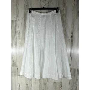 J Jill White Linen Full Maxi Skirt Size Small Petite 30” Waist Side Zip Lined - Picture 1 of 8