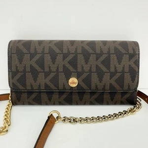 Michael Kors Brown MK Monogram Crossbody Wallet Bag - Picture 1 of 10