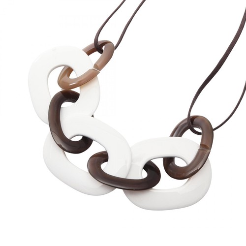 HERMÈS Hermes Kalamba Collana Gioielli Pelle Corno di Bufalo Legno Laccato Sopracciglia Donna