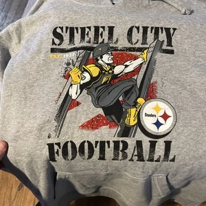 47 Brand Men's 2XL Gray Steel City Football Steelers Pullover Hoodie Cotton - Picture 1 of 8