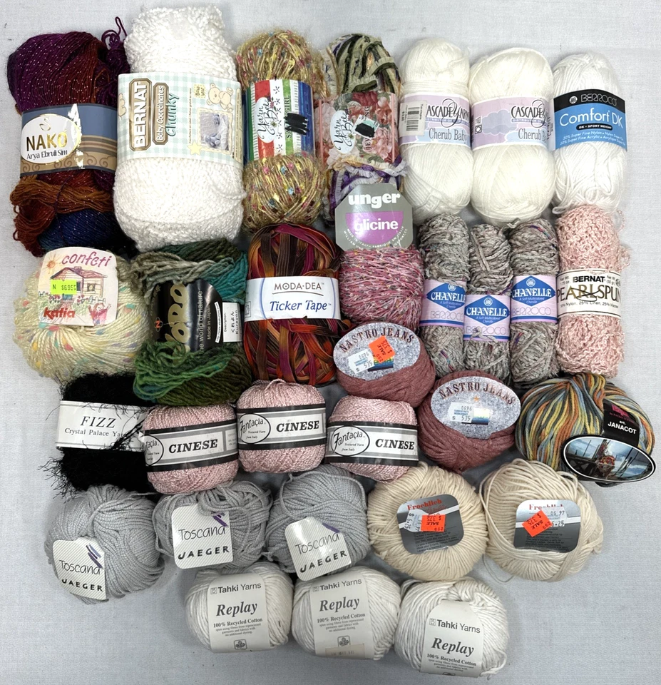 Lot Of Yarn 30 Skeins, Balls & Bundles - Assorted Brands, Colors - 4lbs - Image 1 of 4