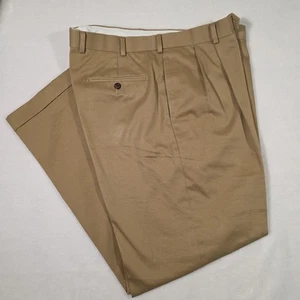 Brooks Brothers khaki beige plissiert Bündchen 100 % Baumwolle Herren Hosen 38 x 32 gebraucht, in einwandfreiem Zustand - Bild 1 von 7