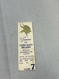 Vikings vs Chicago Bears 25.11.90 Game 7 Ticket Stub Vintage Football - Bild 1 von 5
