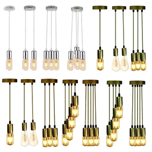 Modern Retro Industrial Pendant E27 Ceiling Light Lamp Cluster & Chandelier UK - Picture 1 of 59