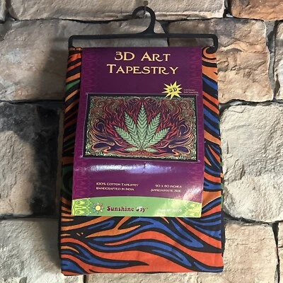 90 X 30 Inches 3D Art Tapestry 100% Cotton Hippy Smoke Fire India Reggae Bob Mar - Image 1 of 4