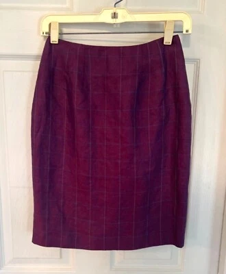 Vintage 90's Linda Allard Ellen Tracy Purple Linen Pencil Skirt Size 2 Petite - Image 1 of 4