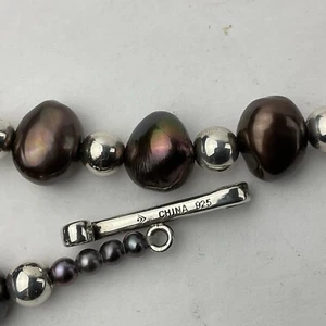 Vtg Silpada Genuine Baroque Chocolate Pearl Sterling Silver Ball Beaded Bracelet - Picture 1 of 12