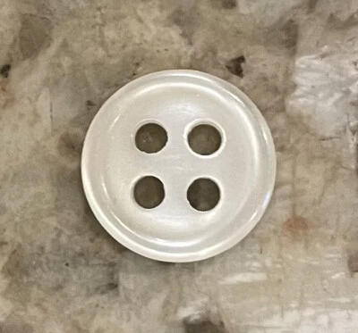 10x White Shell Frosted Polished Ivory 4 Hole Shirt Buttons 10mm - Image 1 of 4