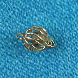 14K Yellow Gold 9.5mm Wave Shape Pearl Bead Clasp - Picture 1 of 5